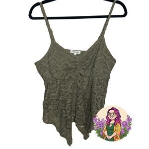Holden Knit Olive Lace-Overlay Spaghetti Strap Top